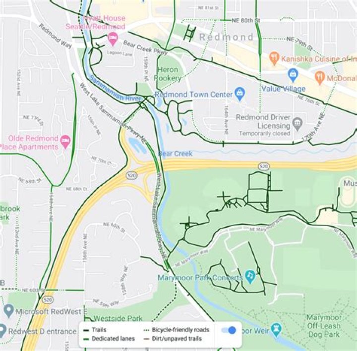 Can Google Maps show bike paths?