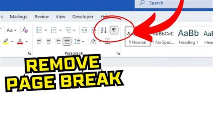 How can I remove a page break in Word?