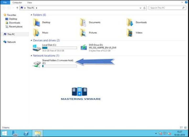 How do I access shared folders in VMware?
