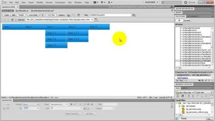 How do I create a menu bar in Dreamweaver?