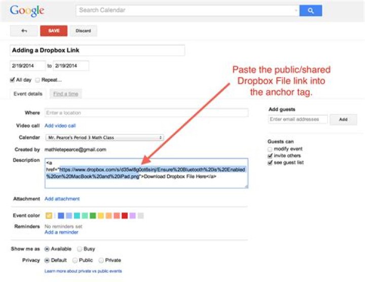How do I find a public Dropbox link?