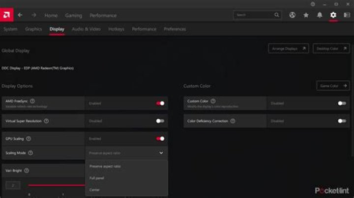 How do I make AMD scaling mode full screen?