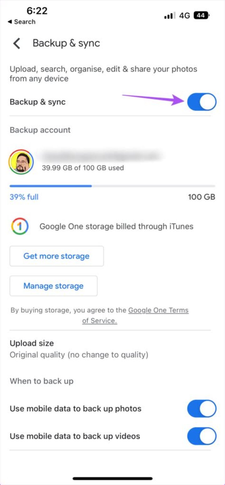 How do I turn off Google photo backup on startup?