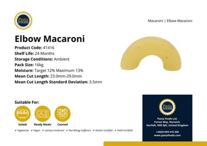 How many sizes is elbow macaroni?