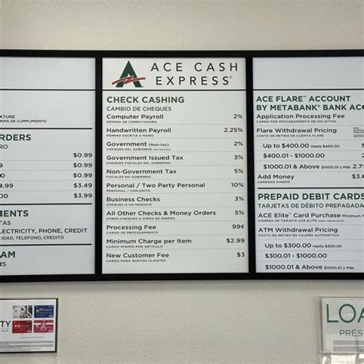 How much does ace cost to cash a check?