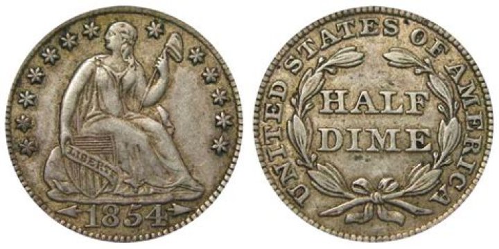How much is a 1854 half dime worth?