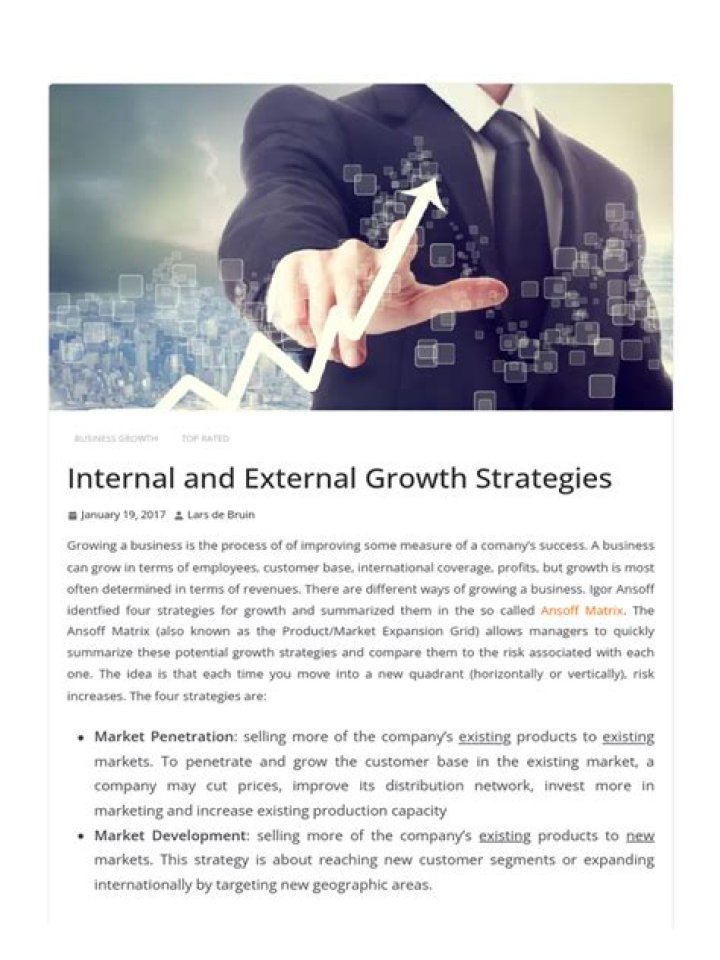 What are the differences between internal and external growth strategies?