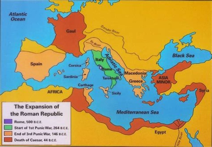 What areas came under Roman control between 264 BC and 146 BC?