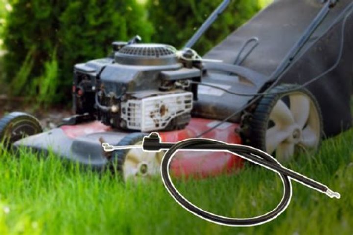 What does the control cable do on a lawn mower?