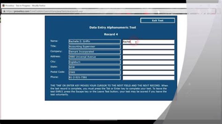 What is data entry numeric test?
