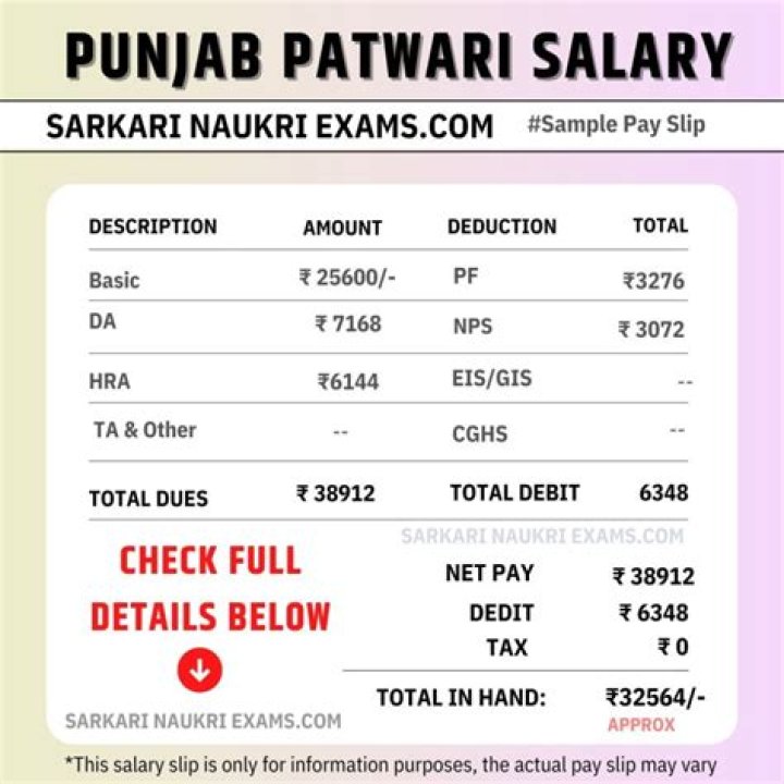 What is the salary of Patwari in Punjab?